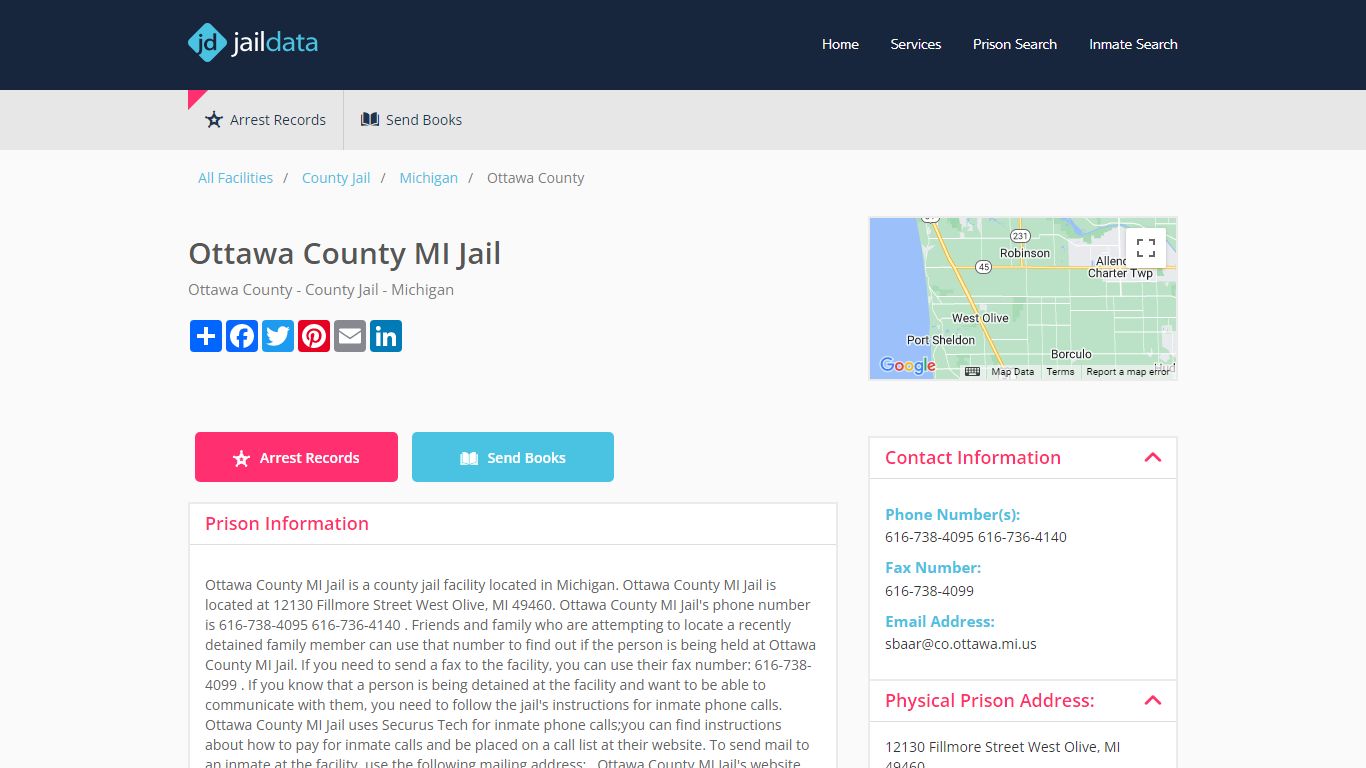 Ottawa County MI Jail Inmate Search and Prisoner Info - West Olive, MI